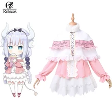 Rolecos 2017 Japanese New Anime Kobayashi san Chi no Maid Dragon Cosplay Costume Kamui Kanna Pink
