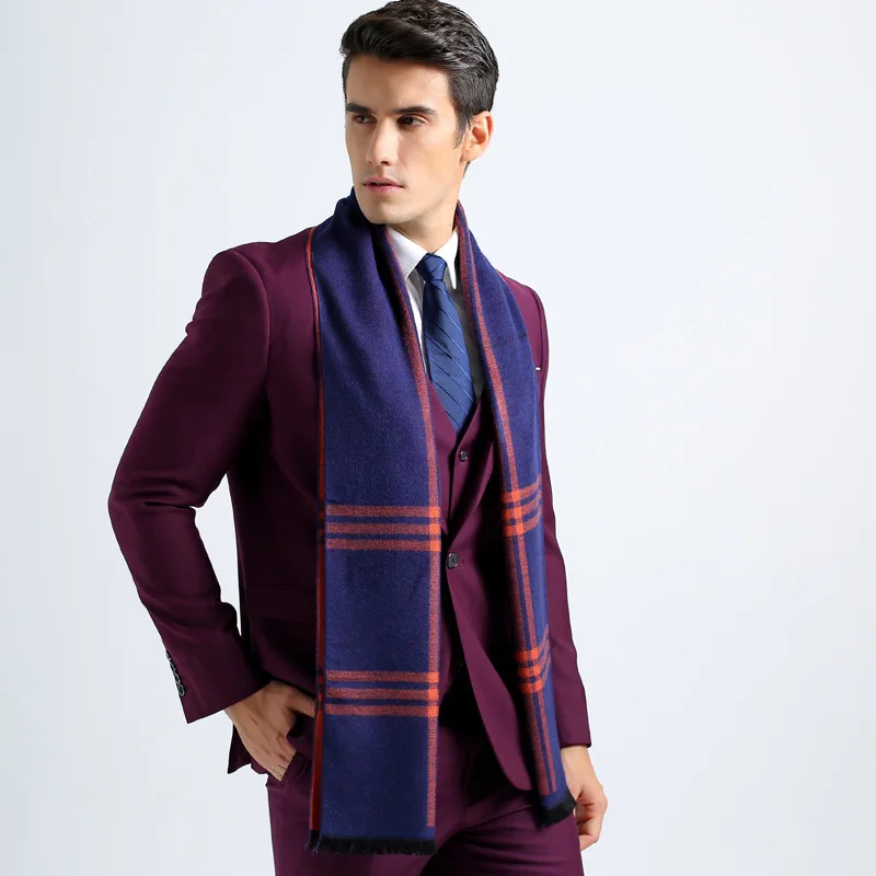 Модный длинный зимний шарф, теплые шарфы, хлопковые шарфы-шали, британский клетчатый шарф, мужской роскошный бренд, Модальная бандана