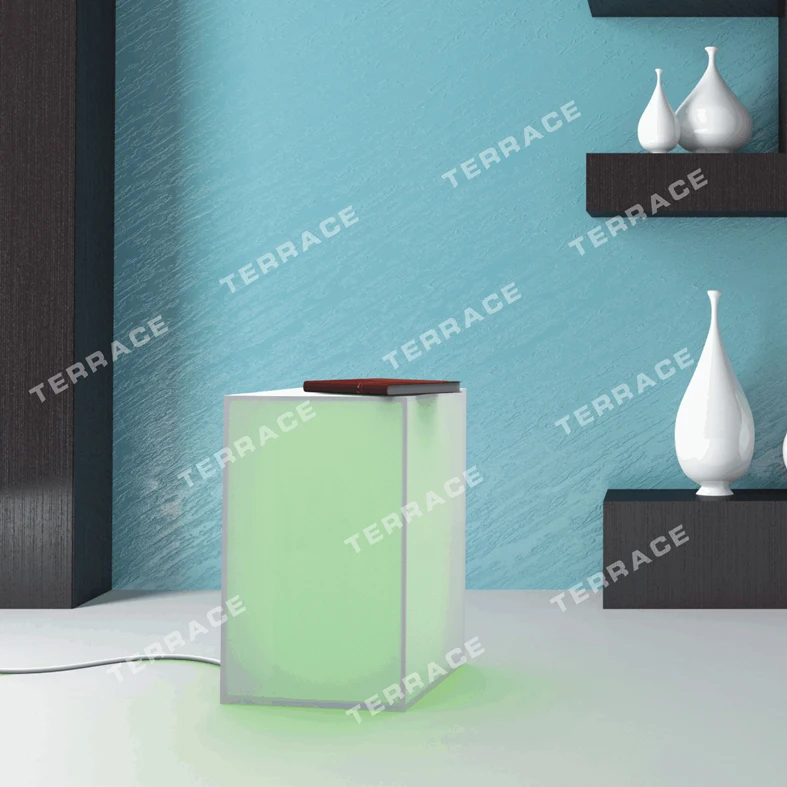 Foggy Acrylic Lighting nightstand,Lucite LED Side Sofa Tables