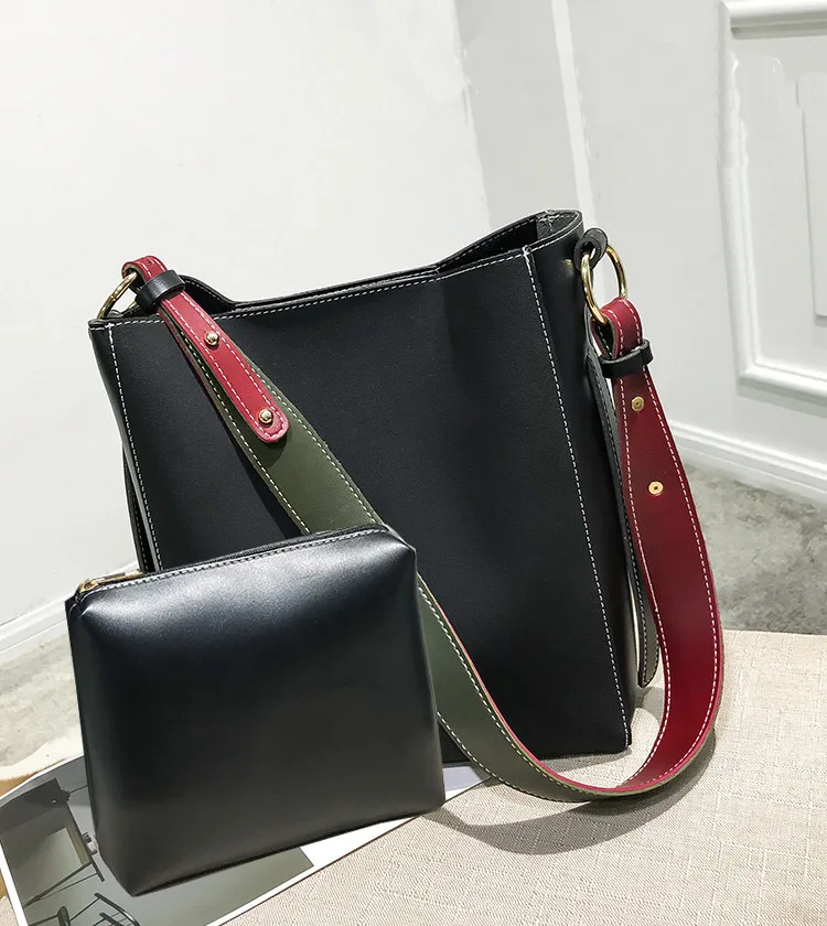 

Fashion Women's Bucket Bag Large Capacity PU Leather Composite Bag Hot Female Casual Shoulder Messenger Bag purses and handbags