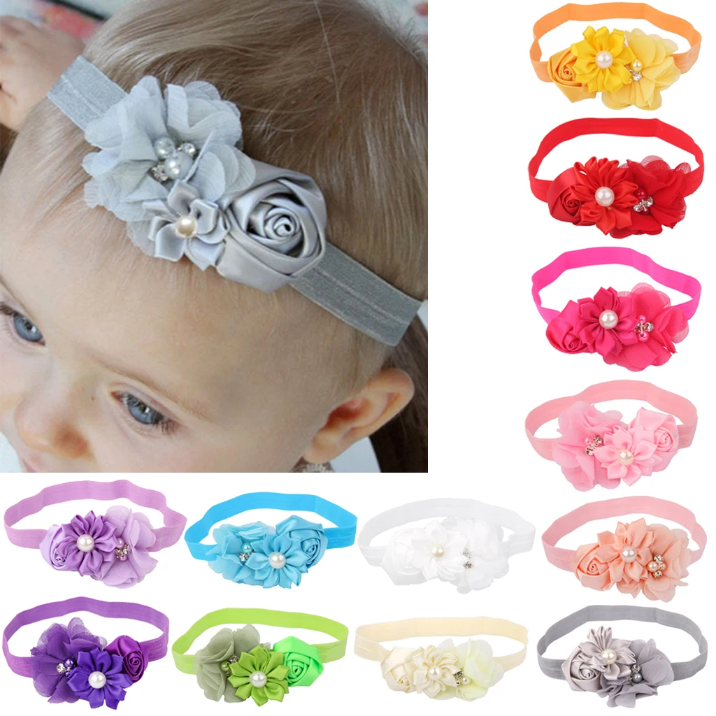 

Lovely Baby Headband Turban Flower Newborn Baby Girl Headbands Elastic Kids Toddler Hair Band Hair Accessories Pink & White