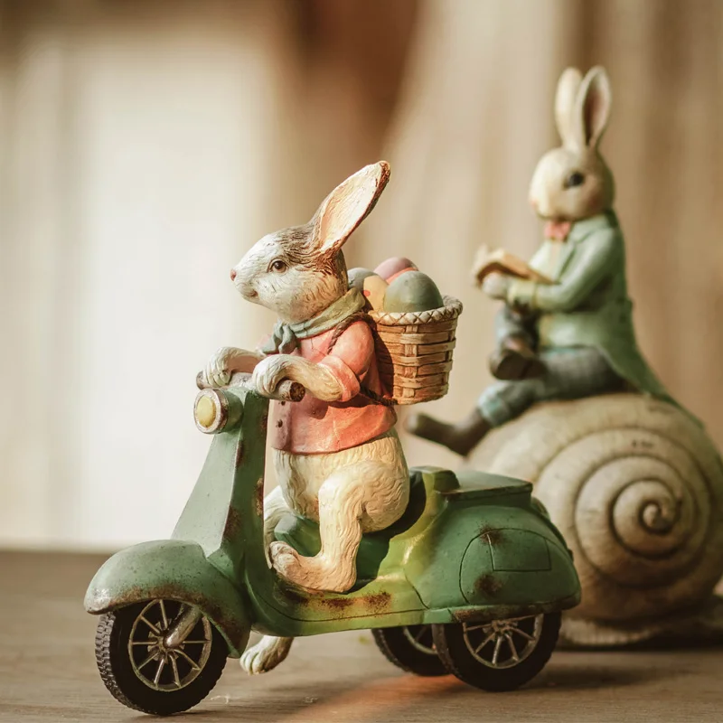 Кролик мотоцикл Anne Bunny украшение креативное для американской гостиной из