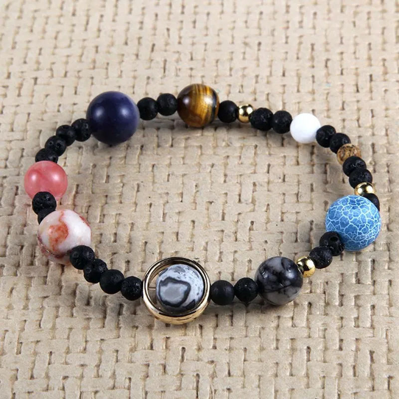 Solar System Bracelets Eight Planetary Bracelets Bangle Natural Stone Bead Wristband Exquisite Jewelry Accessories