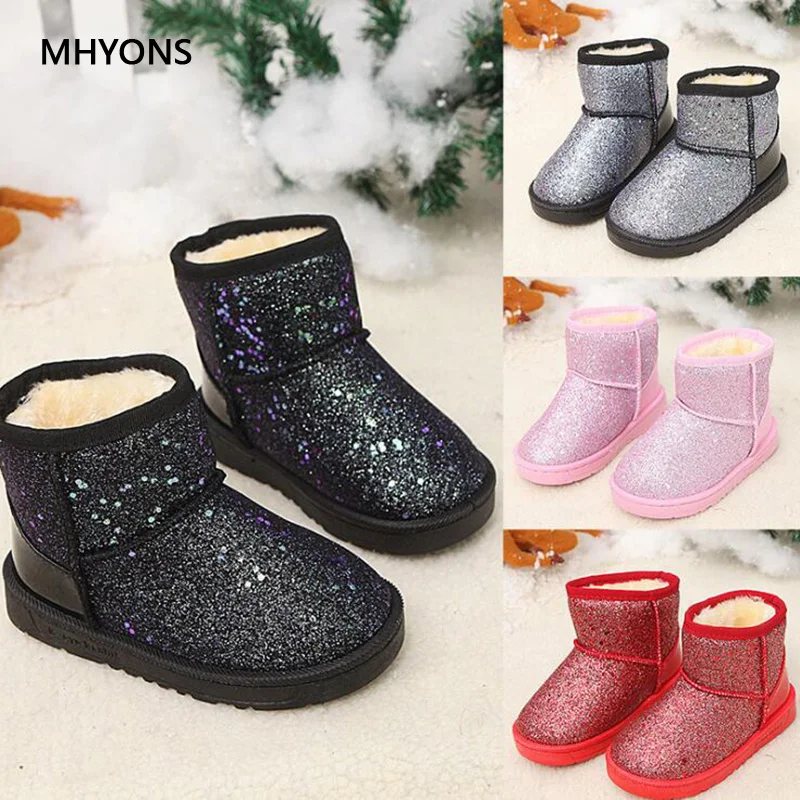 MHYONS/2018 новые зимние ботинки для девочек Детская обувь искусственная кожа