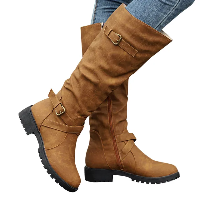 calf length biker boots ladies