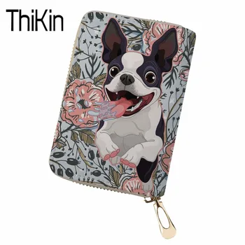 

THIKIN Id Card Holder for Women Passport Cover Wallet Case Boston Terrier Printing Cute Travel Card & Id Holders Porte Carte New