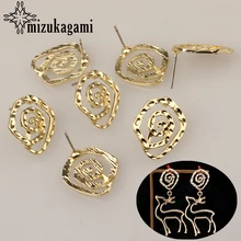 15 мм, 6 шт./лот, цинковый сплав, Золотой Металл, полые круглые Спиральные серьги, базовые соединители, Linkers для DIY, серьги, ювелирные аксессуары