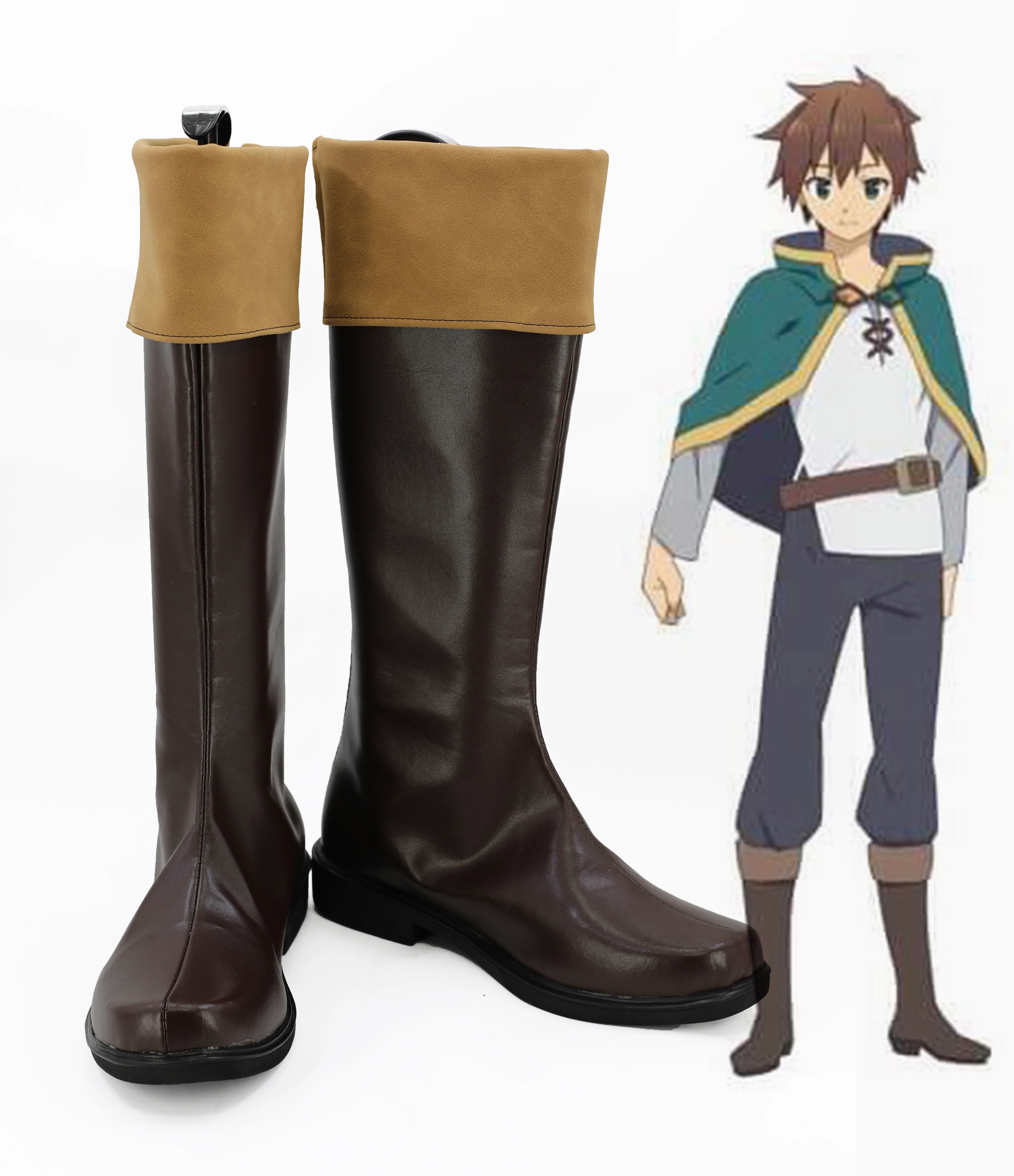 

KonoSuba:God's Blessing on this Wonderful World Kazuma Satou Cosplay Shoes Brown Boots Costume Props Custom Made