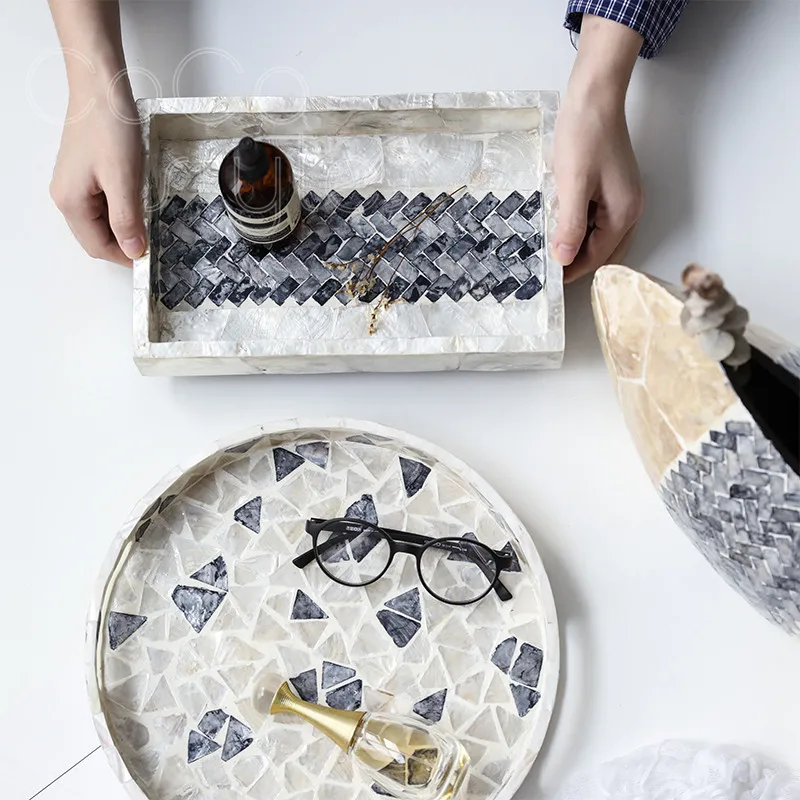 

Cocostyles InsFashion simple and elegant geometrical limited-edition colorful shell tray for japanese style home decoration