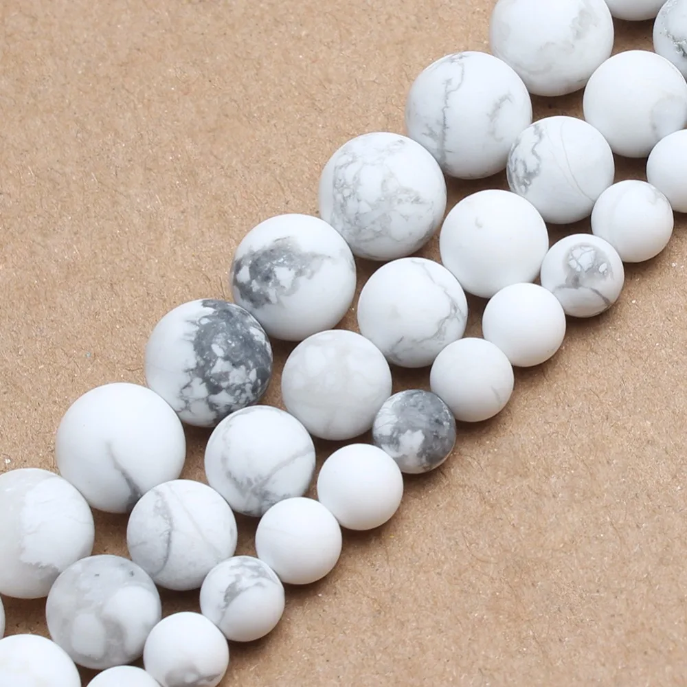 

Natural Stone Beads Dull Polish Matte White Turquoises Howlite Round Beads For Jewelry Making 4/6/8/10mm Beaded Bracelet