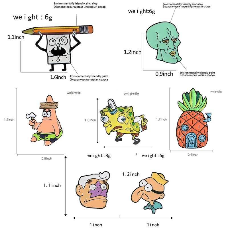 Брошь с героями мультфильмов Губка карандаш Боб дом в форме ананаса сквидворд Русалка Барнакл маски для мальчиков дом Патрик Start значок