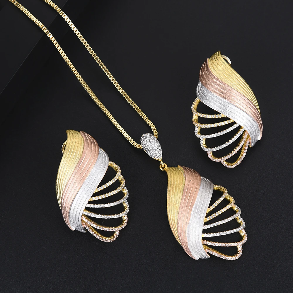 

missvikki Luxury Brand Sterling Silver Pendant Necklace Earrings Jewelry Set For Women Bridal Wedding Engagement Prom Party
