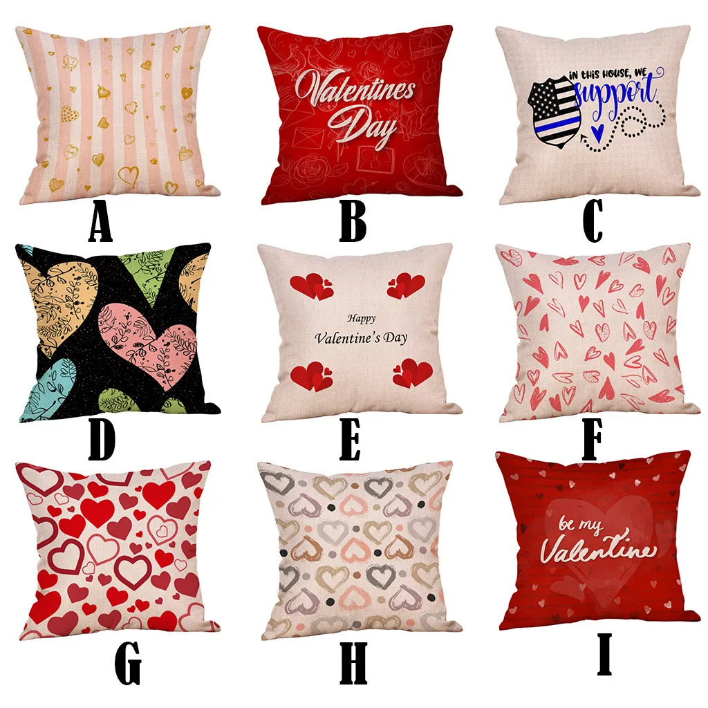 

2019 Latest Hot Sale Popular Happy Valentine's Day Throw Pillow Case Sweet Love Square Cushion Cover Home Decoration