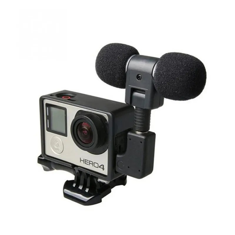 Мини стерео микрофон для Gopro Hero 4 3 Аксессуары защитная рамка чехол крепление Go Pro