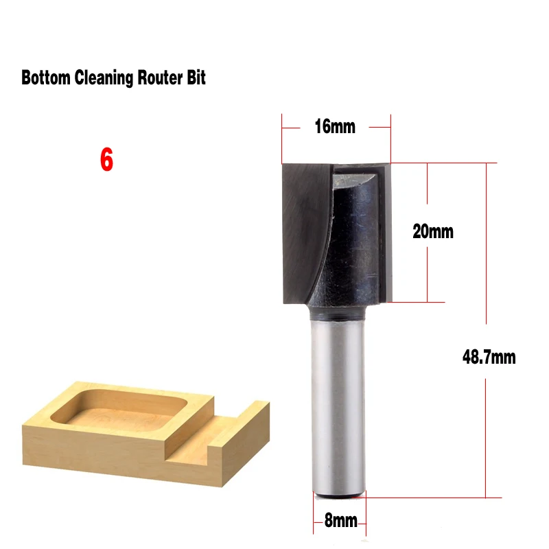 8 мм очистка нижней очистки Гравировальный Бит твердосплавный прямой/Dado маршрутизатор бит Деревообрабатывающие инструменты ЧПУ фреза Концевая фреза - Длина режущей кромки: 8MM X 16MM
