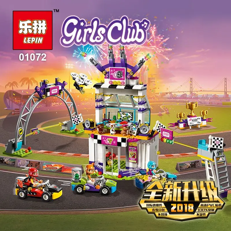 

2018 New Lepin 01072 725Pcs Friend Figure The Big Race Day Sets Model Building Kits Blocks Bricks Girl Toy Gift as LegoING 41352