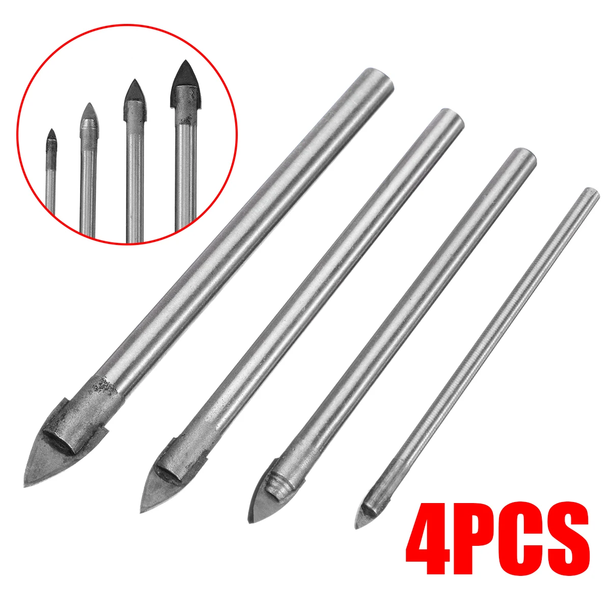 4pcs New Glass Drill Bit Tile 3mm/5mm/6mm/8mm Ceramic Drill Bit Head Set for Standard Drilling Chuck Hand Power Tool