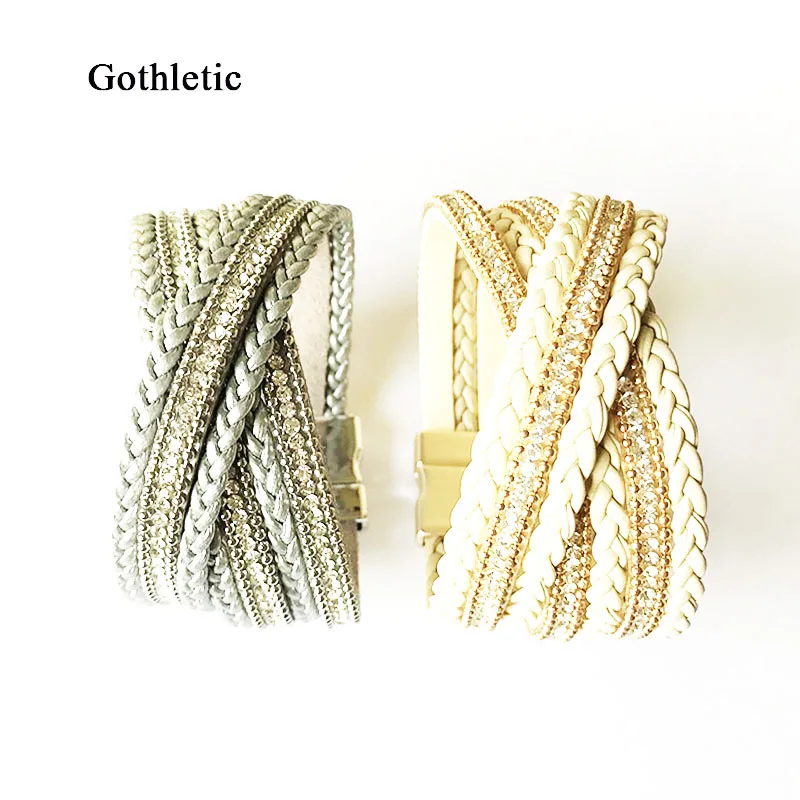Gothletic 3,7X19 см многослойный Плетеный Кожаный Браслет, магические браслеты и браслеты, женские модные ювелирные изделия