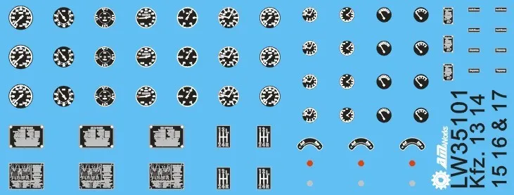 1:35 Scale Vehicle Dials &amp Placards Kfz. 13-14-15-16 17 Military Model Accessory |