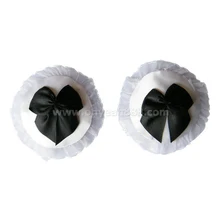 NCW074 Hot sale sexy nipple panties with bowknot erotic lace trim invisible nipple pads fashion reusable bra accessories