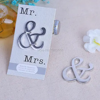 

Mr. And Mrs. Ampersand Bottle Opener Wine Opener Bridal Shower Wedding Favors Gift Silver 300pcs Free DHL/Fedex