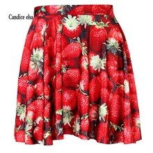 Candice Эльза женские юбки цифровая печать оптом клубника растянуть юбка Skt1045