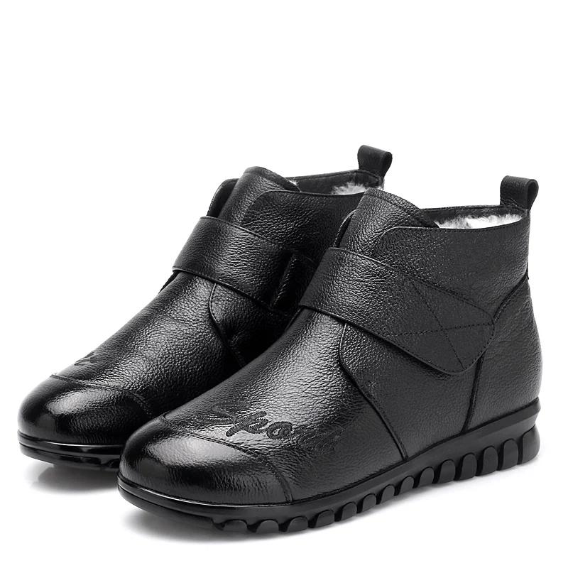Neige Laine Bottes Antidérapant En Chaude D'hiver De Flats Femme Mode Décontracté Gktinoo La Mère Véritable Noir Chaussures Femmes Bottines Cuir CBdxrotshQ