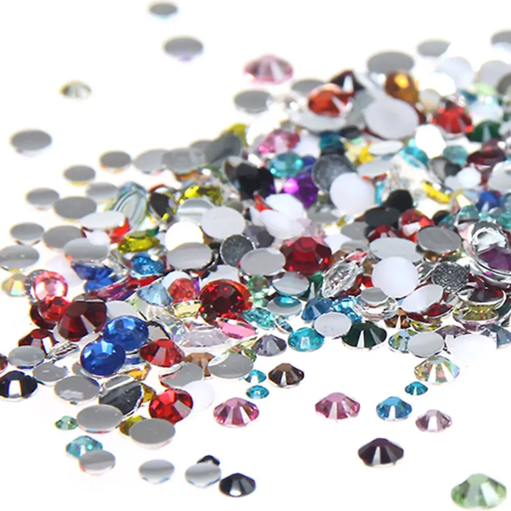 

Mixed Colors Resin Rhinestones 1000pcs 2-5mm Round Flatback Non Hotfix Diamonds Appliques For Craft Fabric Wedding Dresses