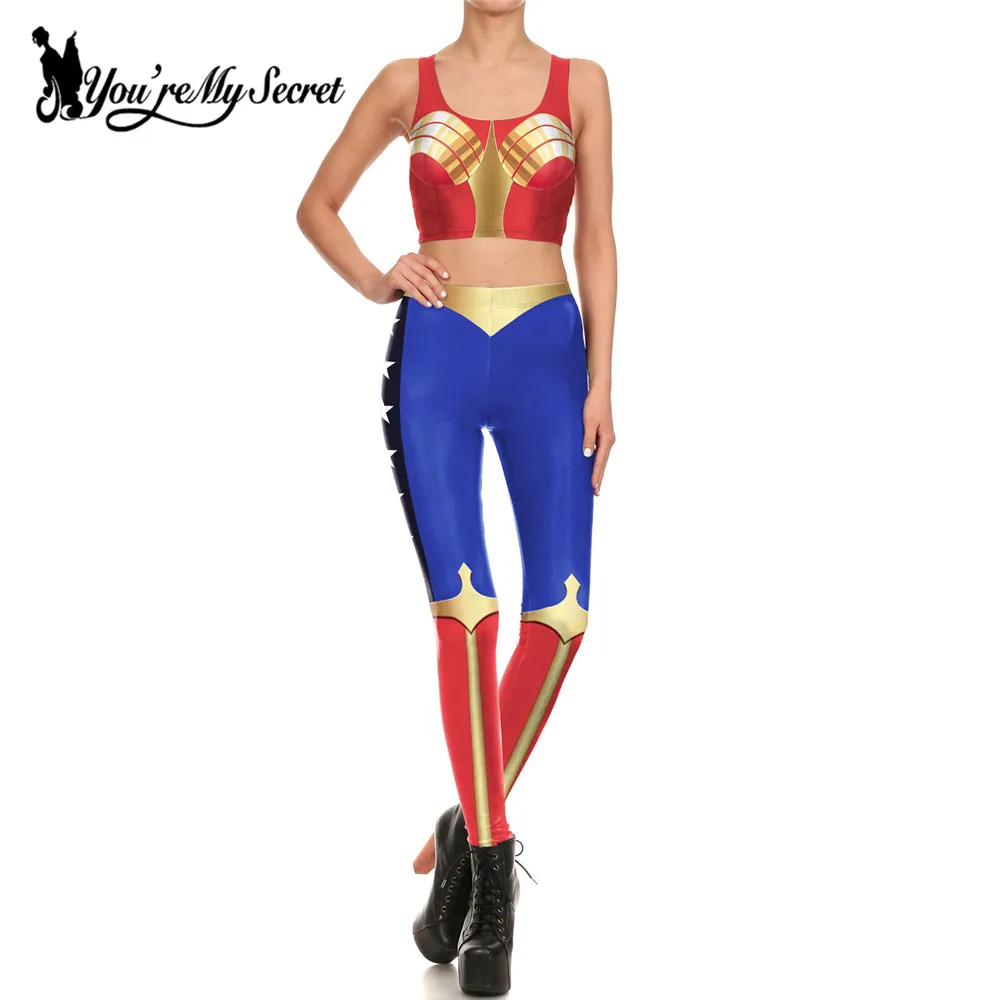 

[You're My Secret] One Set Sexy Cosplay Leggings Women Comic Super HERO Winter Workout Legging Girl Mujer Leggin Fitness Pants