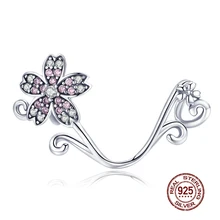 MOWIMO, Классический 925 пробы, серебряный, Сакура, бусина, цветок, шарм, подходит для оригинальных браслетов Pandora, подвеска, ювелирные аксессуары, BKC1033