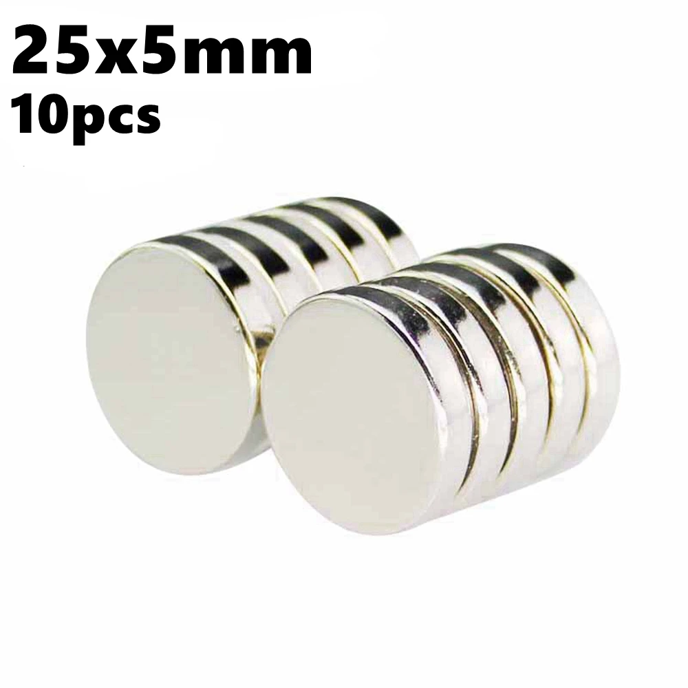 

Strong Magnets Neodymium 10pcs Disc 25mm x 5mm NdFeB 25*5 N35 Rare Earth Iman Sheet Magnet Small Round Powerful Magnetic Sheets