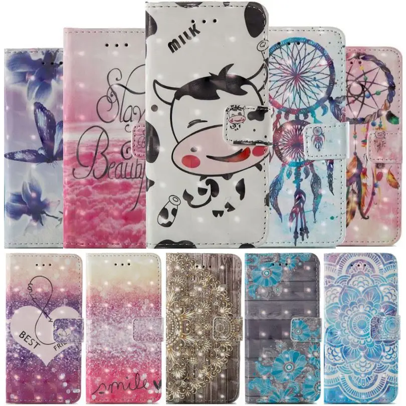 

For Samsung Galaxy S10E S10 S9 S8 Plus S7 S6 Edge S5 j3 j5 j7 A3 2017 2016 PU Leather Book Flip Wallet Case Cover Cows Bell D03Z