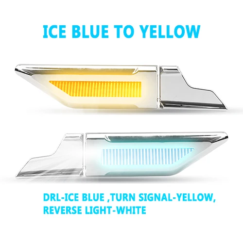 AOTOINK 3 функции светодиодный автомобильный боковой DRL Дневной ходовой светильник сигнал поворота автомобильный Реверсивный Предупреждение ющий светильник для всех автомобилей - Цвет: Ice blue to yellow