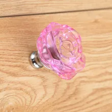 bigger size colorful glass rose crystal wardrobe wine cabinet watch tv table handles knobs silver blue red pink purple knobs