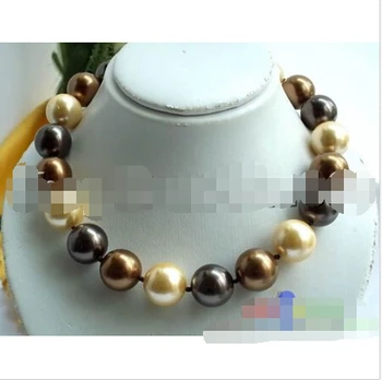 

Free shipping HUGE 17" 20MM multicolor SOUTHSEA SHELL PEARL NECKLACE p934 Noble style Natural Fine