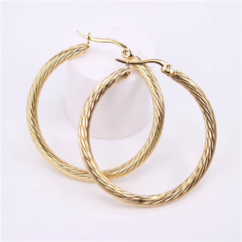

Stainless Steel Hoop Earrings Gold Color Women Jewelry Vintage Earring for Women Mother's Gifts 2018 New HX28