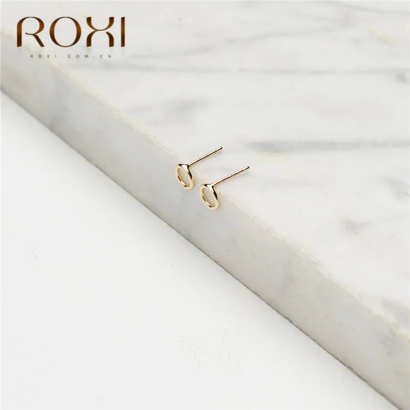 ROXI Модные простые геометрические маленькие кольца-серьги для женщин ювелирные изделия в стиле минимализма корейские подлинные серьги из стерлингового серебра 925 пробы подарок