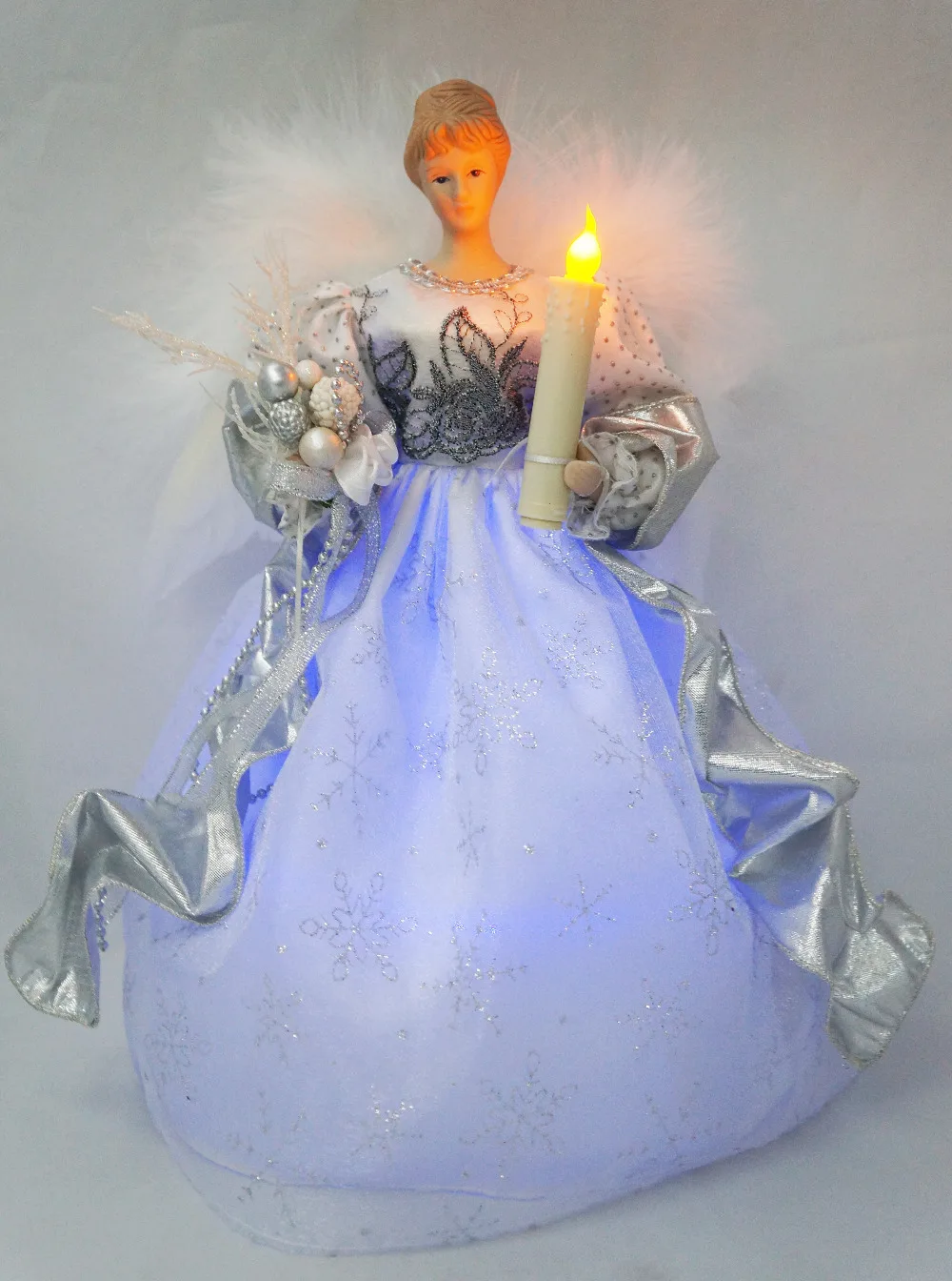 Cosette Рождественский светильник Ангел дерево Топпер фарфоровая кукла приуроченный Орнамент 12 дюймов(высота 30 см
