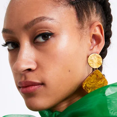 

2019 Fashion New ZA Models Acetic Acid Version Earrings Yellow Geometric Fan-shaped Earrings Star with Earrings Offer Snapped Up