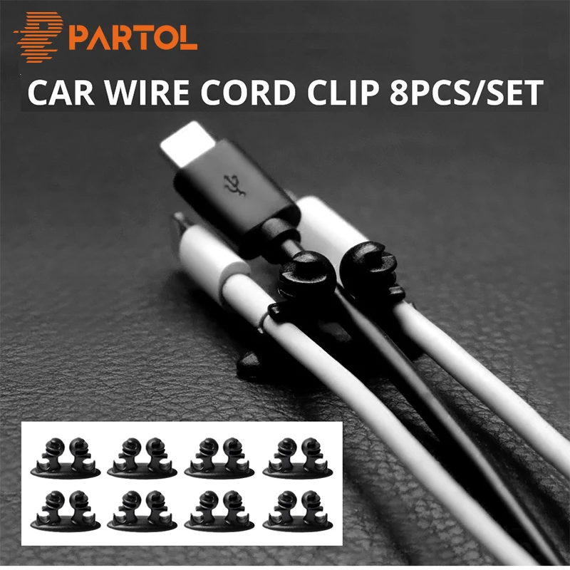 

Partol 8Pcs/Lot Vehicle Wire Holder Auto Tie Clip Fixed Clamp Organizer Automotive Cable Car Charger Line Headphone Cable Holder