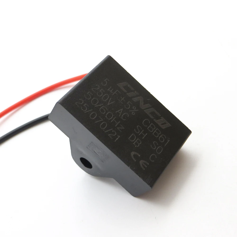Конденсатор двигателя электрический вентилятор CBB61 5 мкФ 250 220 V 2 провода