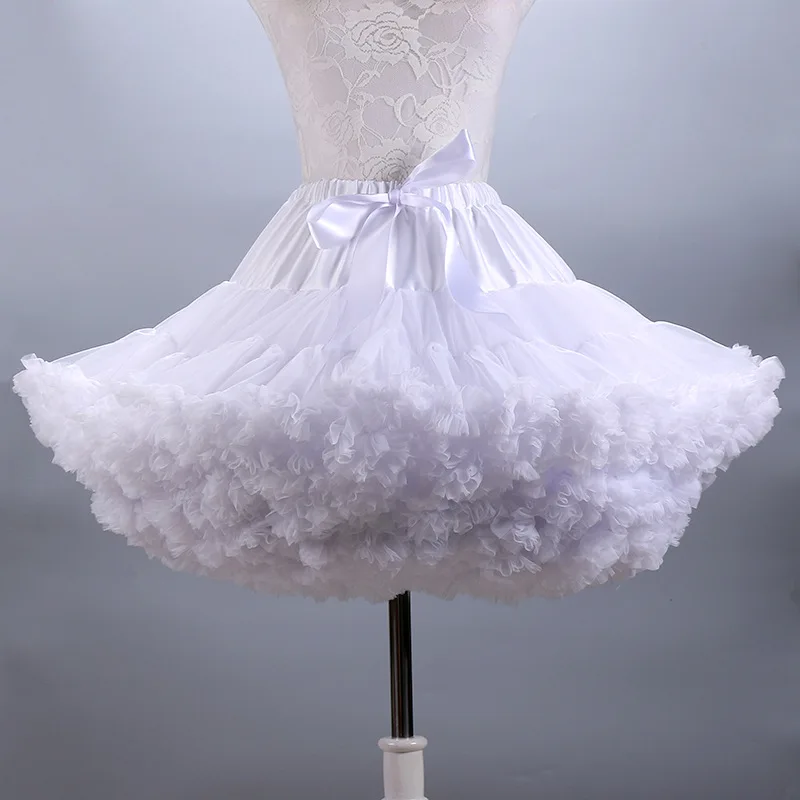 Fluffy Women's Tutu Skirt Adult Tulle Short Petticoat with Ruffles 12 Colors