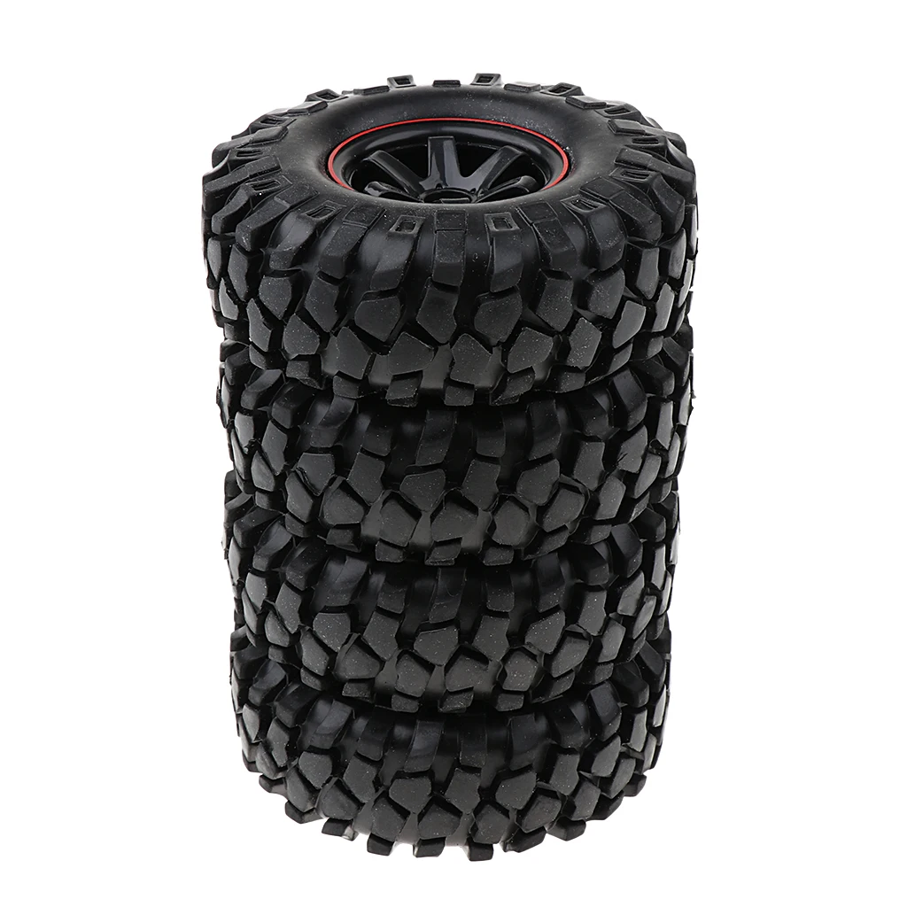 MagiDeal 1/10 Scale 108mm Dia Black Rubber Tire Tyres w/ Wheel Hex Rim Metal for Axial SCX10 D90 RC Crawlers Truck Parts