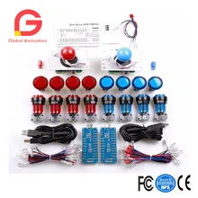 LED Arcade DIY Parts 2x Zero Delay+2x 5pin 8 Way Joystick+2x Zero Delay USB Encoder 16 X-ring Fixed LED Illuminated Push Button