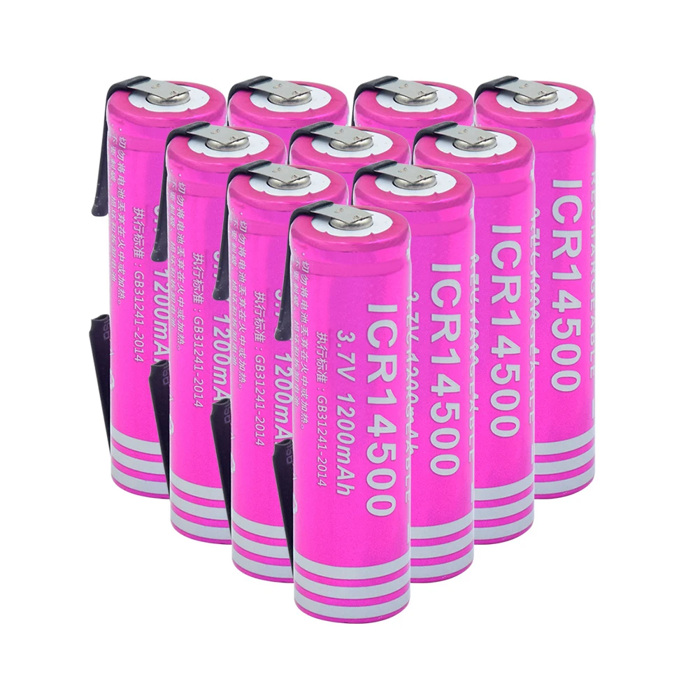 8/10 шт Новый 14500 литий ионный аккумулятор 3 7 V 1200mAh кнопочный Топ ячеек для фонарь
