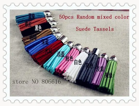 

55MM 50Pcs Mix Color Nickel Tone Suede Tassels Purl Macrame Jewelry Accessory