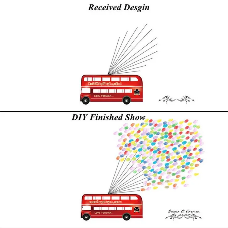 1 шт. творческий DIY отпечатков пальцев Дерево Подпись парусина принт свадебный автомобиль для свадьбы/дня рождения/Baby Shower партии украшение поставка