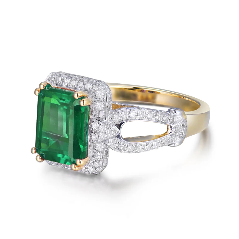 LOVERJEWELRY, женские кольца, горячая распродажа, 2.55Ct, натуральный бриллиант, изумруд, кольцо, одноцветное, 14Kt, желтое золото, кольцо, изумруд, ювелирное изделие для мамы, подарок