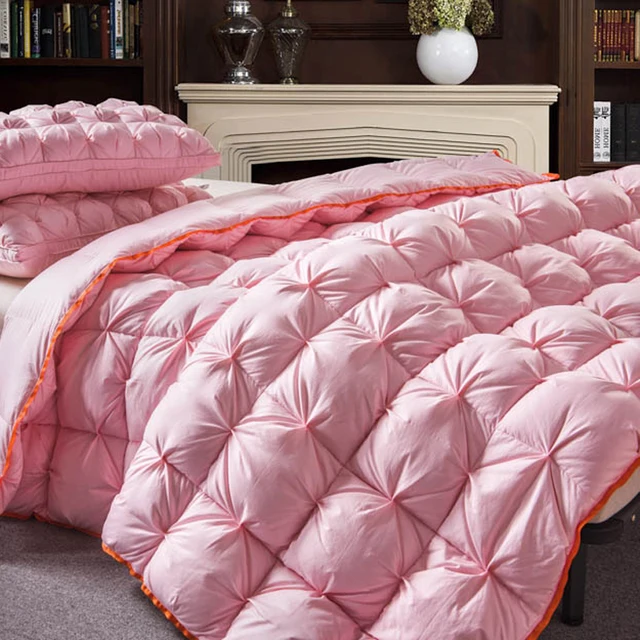 Pink color Twisted flower Goose Down comforter king queen full twin