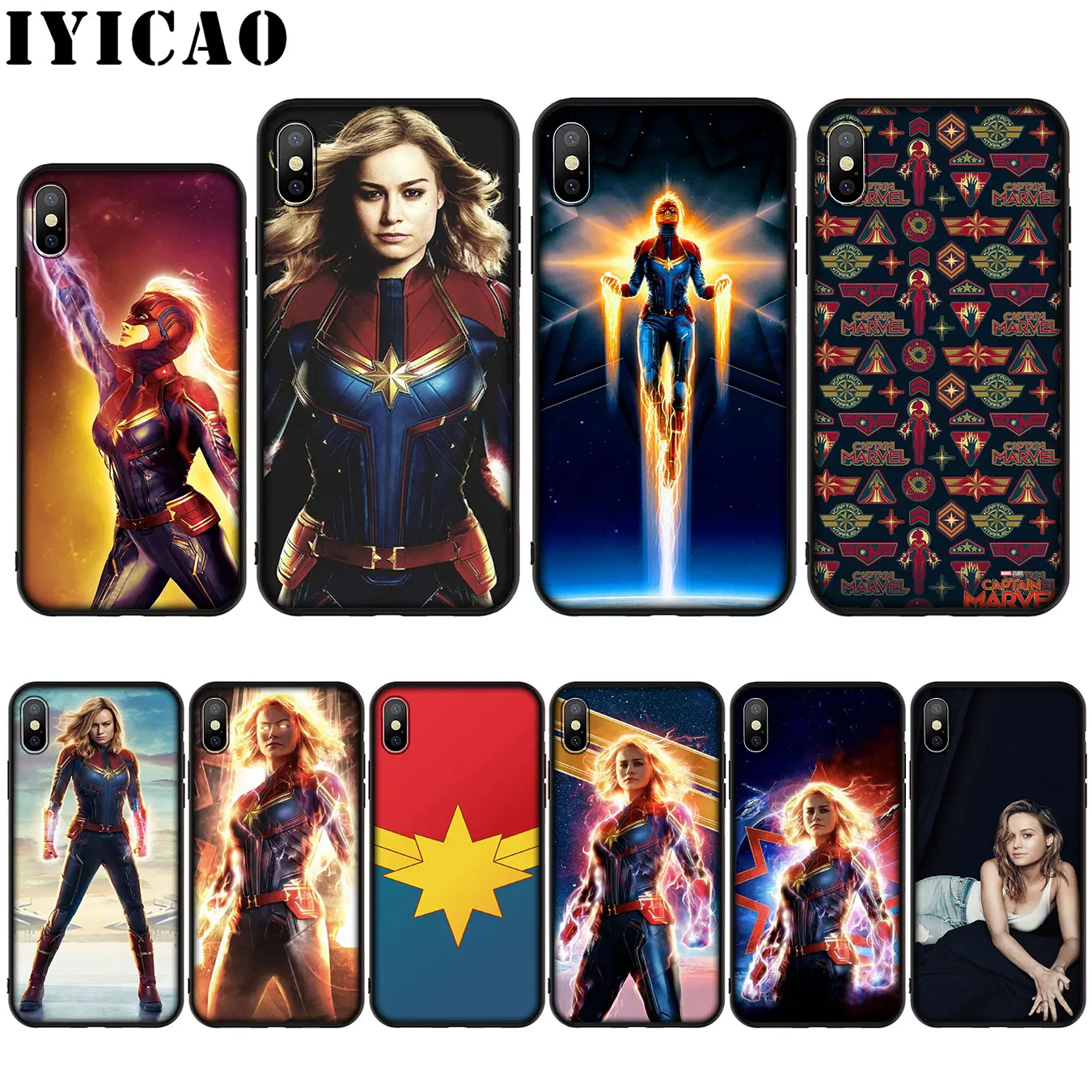 

IYICAO Captain marvel Colorful Silicone Soft Case for iPhone XR X XS Max 8 7 6 6S Plus 5 5S SE Cover